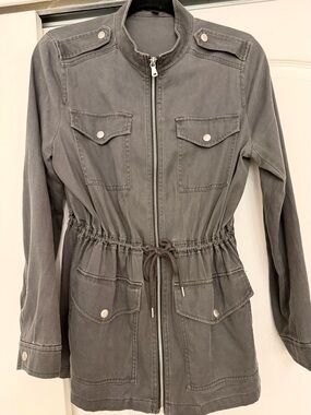Express Women's Gray Drawstring Utility Jacket